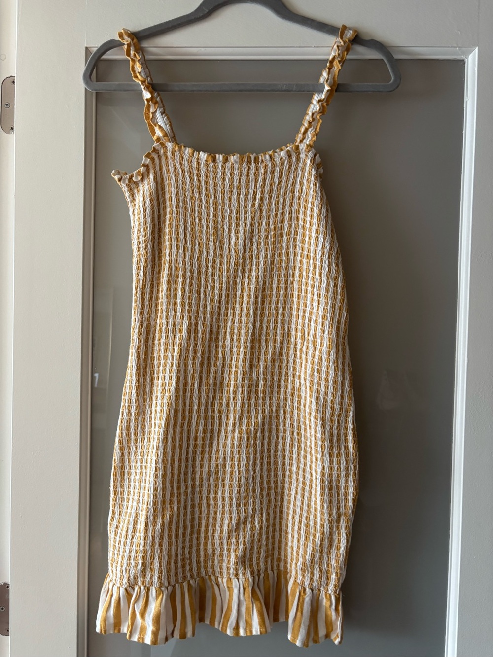 Bershka Yellow and White Striped Sundress